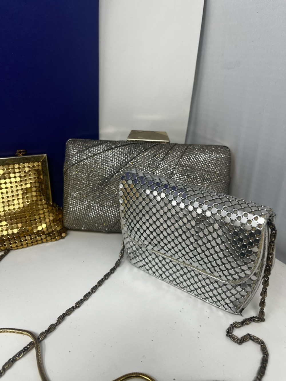Bundle of 8 Silver Sequin Evening Clutch Vintage Bags - Picture 10 of 16